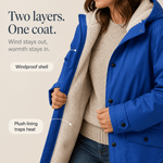 Wasserdichte Kapuzenjacke mit Plüschfutter für Damen