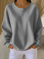 Lucille Oversize Waffelstrick Pullover mit Rundhalsausschnitt