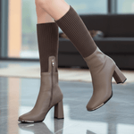 Flexara Damen Winterstiefel mit Strickschaft und Blockabsatz