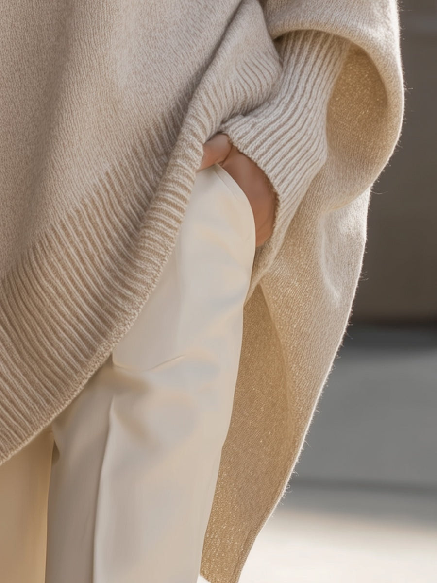 Samantha Oversized Strickpullover Damen mit Fledermausärmeln Lang