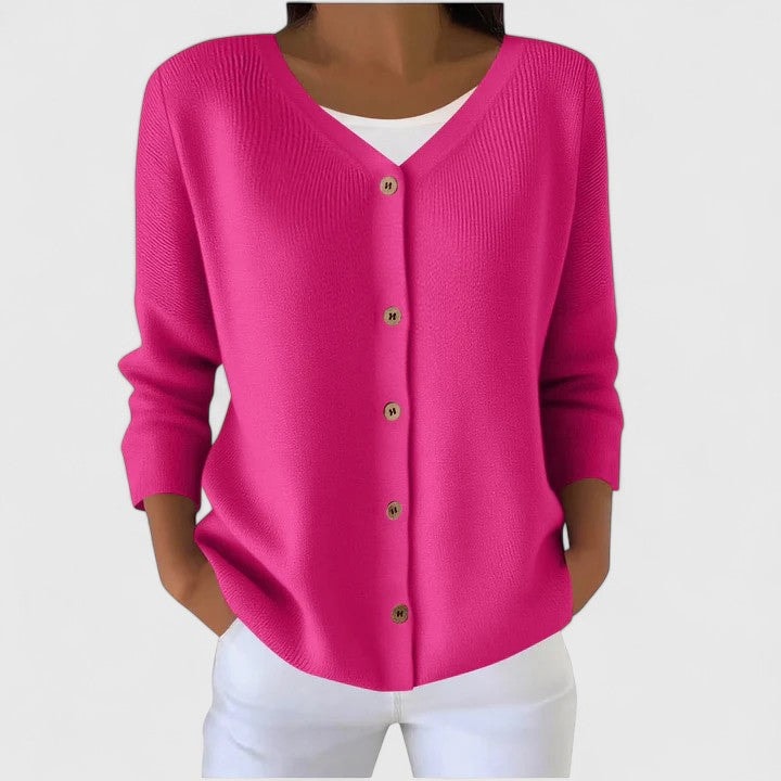 Wena V-Ausschnitt Strickjacke mit Knopfleiste für Damen