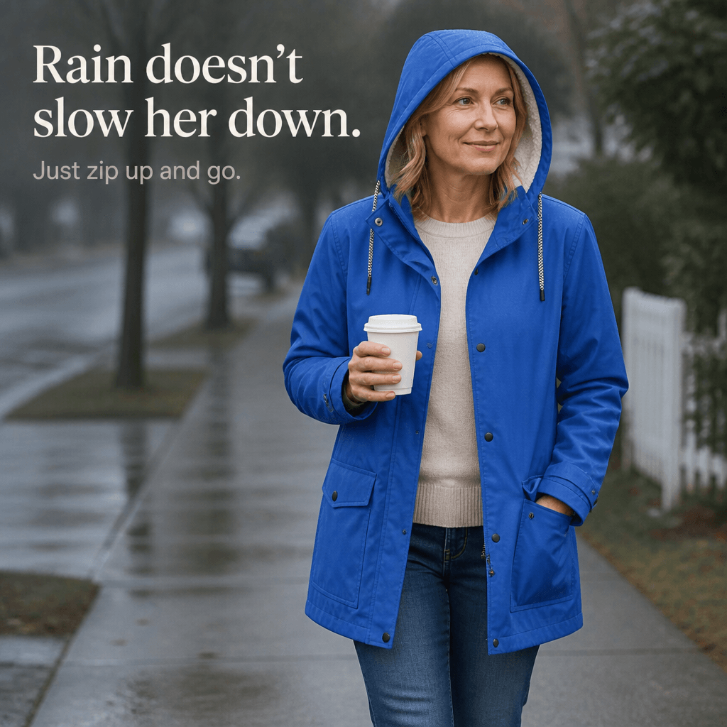 Wasserdichte Kapuzenjacke mit Plüschfutter für Damen
