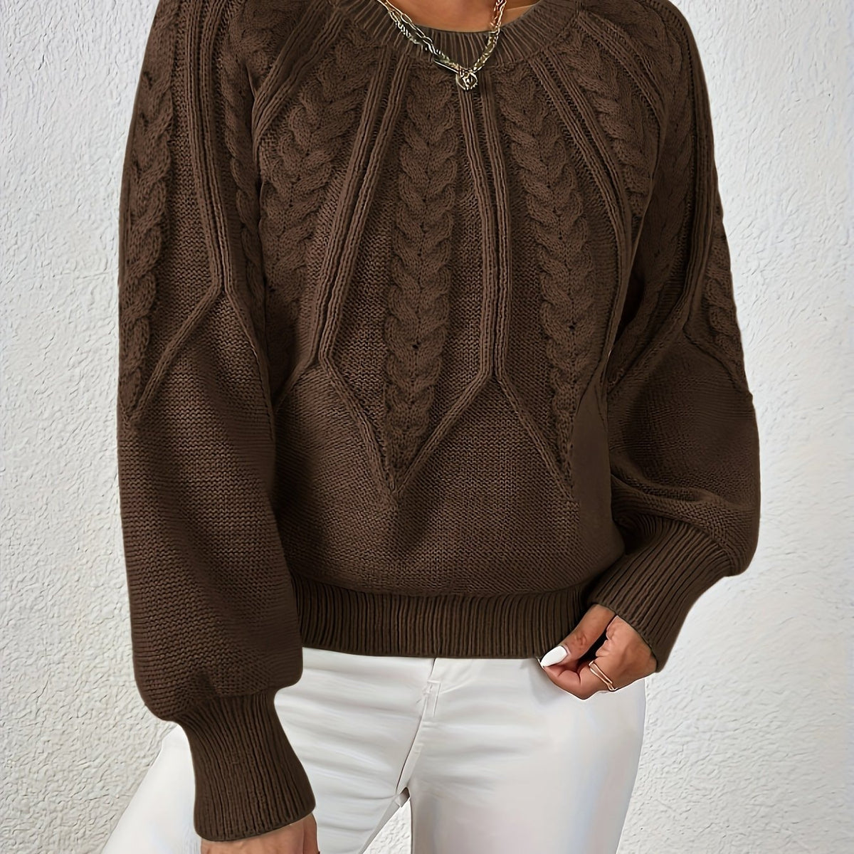 Katarina Zopfmuster Cropped Wollpullover mit Rippbund für Damen