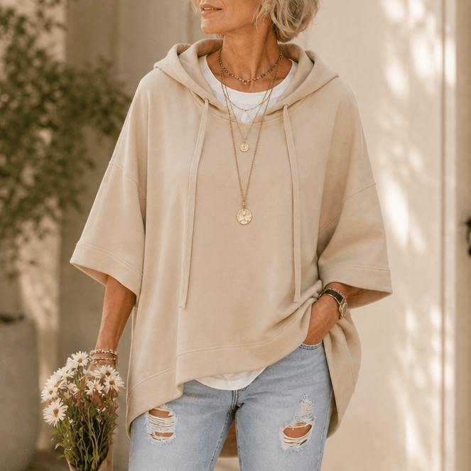 Oversized Kapuzensweatshirt mit weiten Ärmeln für Damen