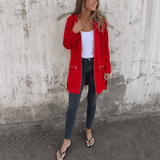 Longline Kapuzenjacke mit Reissverschluss und Taschen