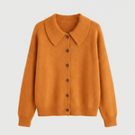 Strickjacke mit Peter-Pan-Kragen und Knopfleiste für Damen
