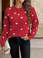 Herzmuster Strickpullover mit Rundhalsausschnitt für Damen