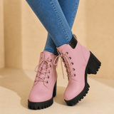 Chunky Plateau-Boots mit Blockabsatz und Schnürung