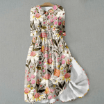 Blumiges Maxikleid mit Hemdkragen und 3/4-Arm für den Herbst