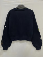 Bestickte Strickjacke Damen mit Sonne Mond Sterne Motiven