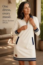 Damen Sweatkleid mit Kragen und Reissverschluss am Ausschnitt